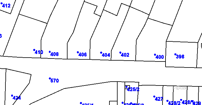 Parcela st. 404 v KÚ Bystrovany, Katastrální mapa