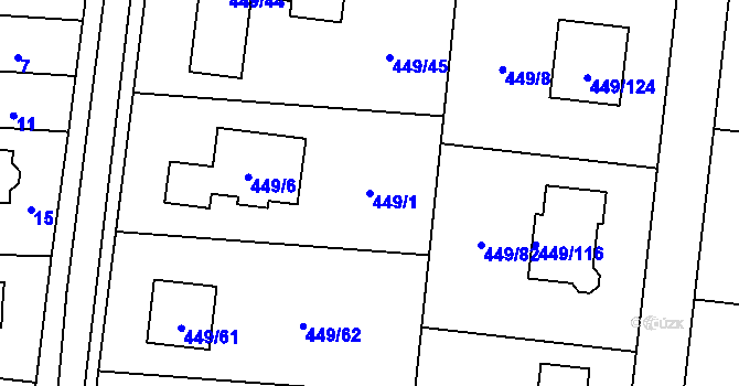 Parcela st. 449/1 v KÚ Bystrovany, Katastrální mapa