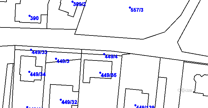 Parcela st. 449/4 v KÚ Bystrovany, Katastrální mapa