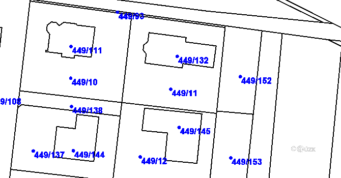 Parcela st. 449/11 v KÚ Bystrovany, Katastrální mapa