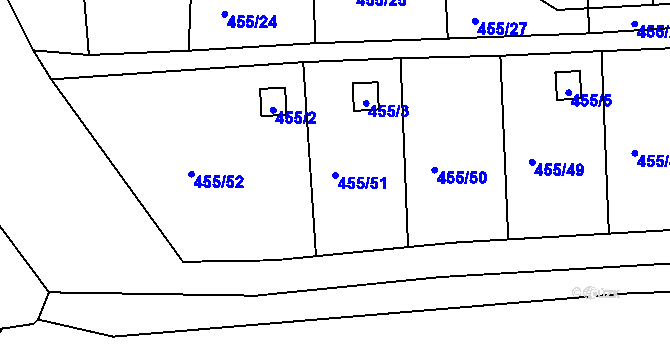 Parcela st. 455/51 v KÚ Bystrovany, Katastrální mapa