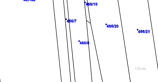 Parcela st. 466/8 v KÚ Bystrovany, Katastrální mapa