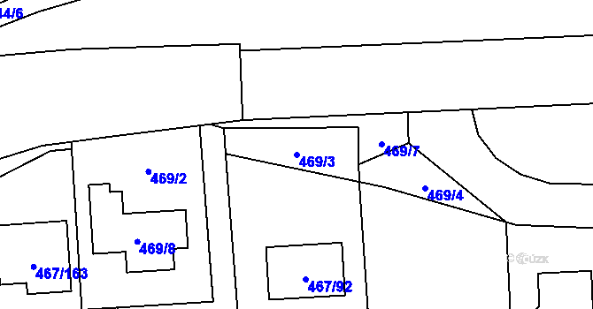 Parcela st. 469/3 v KÚ Bystrovany, Katastrální mapa