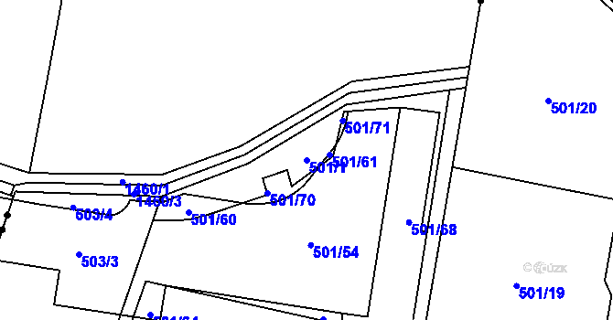 Parcela st. 501/1 v KÚ Bystrovany, Katastrální mapa
