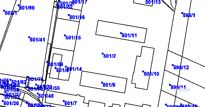 Parcela st. 501/2 v KÚ Bystrovany, Katastrální mapa