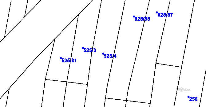 Parcela st. 525/4 v KÚ Bystrovany, Katastrální mapa