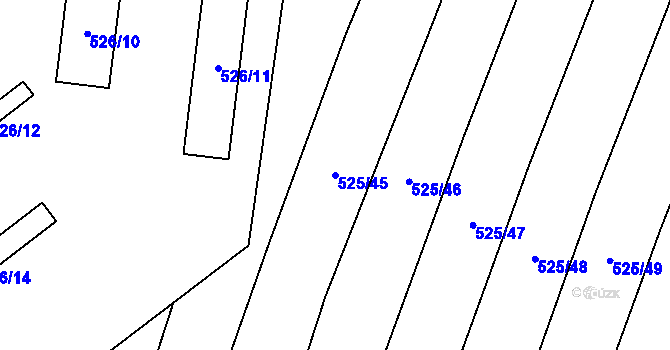 Parcela st. 525/45 v KÚ Bystrovany, Katastrální mapa