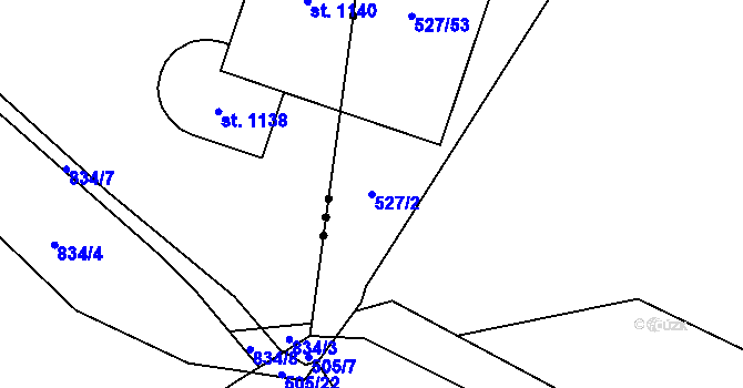 Parcela st. 527/2 v KÚ Bystrovany, Katastrální mapa