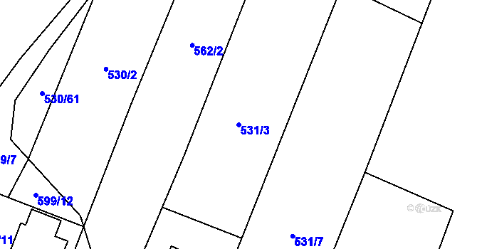 Parcela st. 531/3 v KÚ Bystrovany, Katastrální mapa