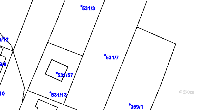 Parcela st. 531/7 v KÚ Bystrovany, Katastrální mapa