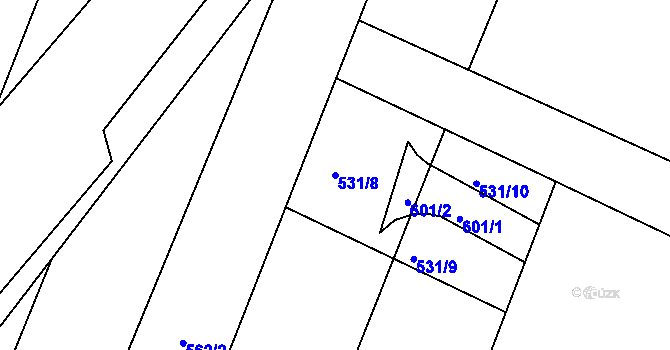 Parcela st. 531/8 v KÚ Bystrovany, Katastrální mapa