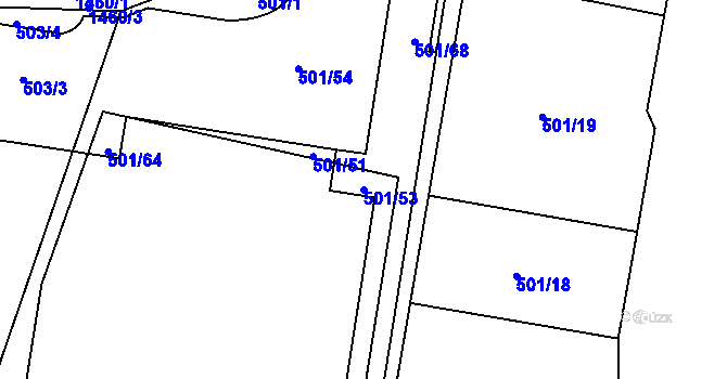 Parcela st. 501/53 v KÚ Bystrovany, Katastrální mapa