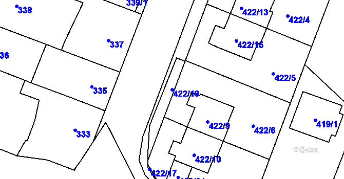 Parcela st. 422/19 v KÚ Bystrovany, Katastrální mapa