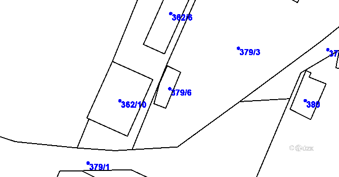 Parcela st. 379/6 v KÚ Bystrovany, Katastrální mapa