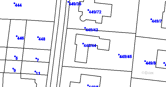 Parcela st. 449/44 v KÚ Bystrovany, Katastrální mapa