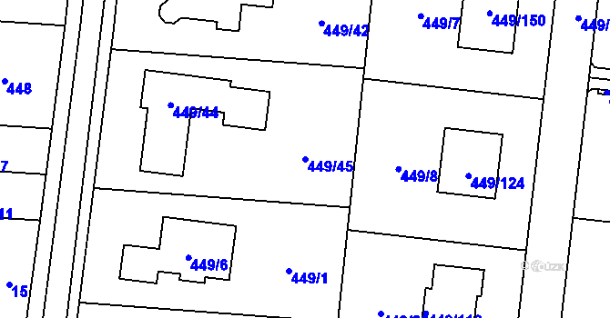 Parcela st. 449/45 v KÚ Bystrovany, Katastrální mapa