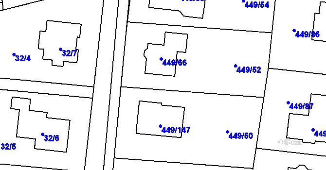 Parcela st. 449/51 v KÚ Bystrovany, Katastrální mapa