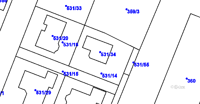 Parcela st. 531/34 v KÚ Bystrovany, Katastrální mapa