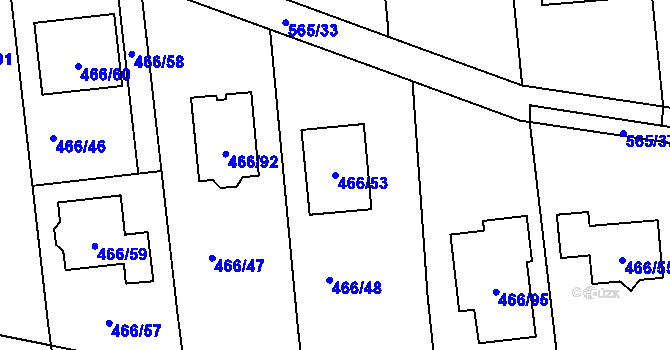 Parcela st. 466/53 v KÚ Bystrovany, Katastrální mapa