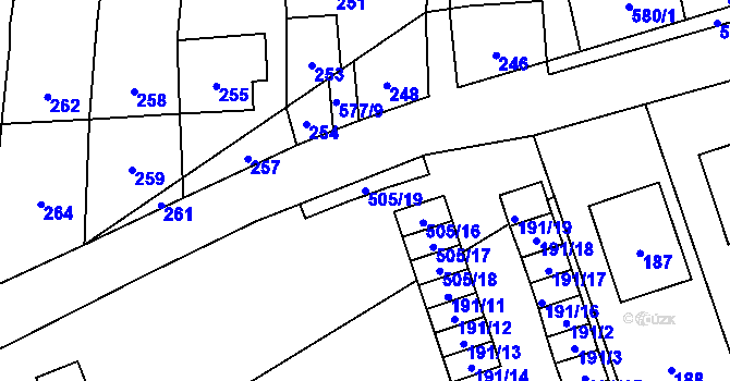 Parcela st. 505/19 v KÚ Bystrovany, Katastrální mapa