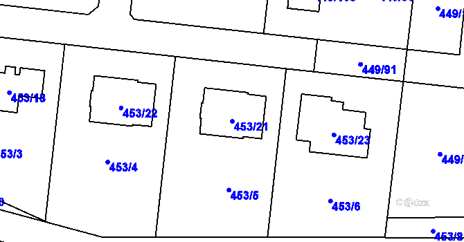 Parcela st. 453/21 v KÚ Bystrovany, Katastrální mapa