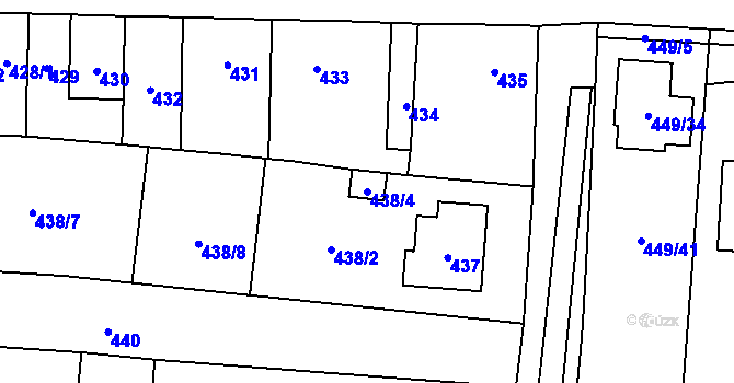 Parcela st. 438/4 v KÚ Bystrovany, Katastrální mapa