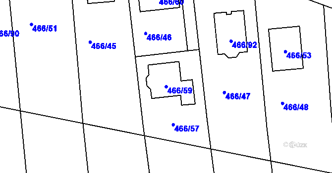 Parcela st. 466/59 v KÚ Bystrovany, Katastrální mapa