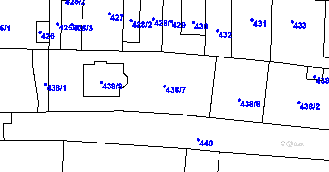 Parcela st. 438/7 v KÚ Bystrovany, Katastrální mapa