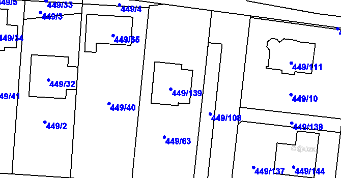 Parcela st. 449/139 v KÚ Bystrovany, Katastrální mapa
