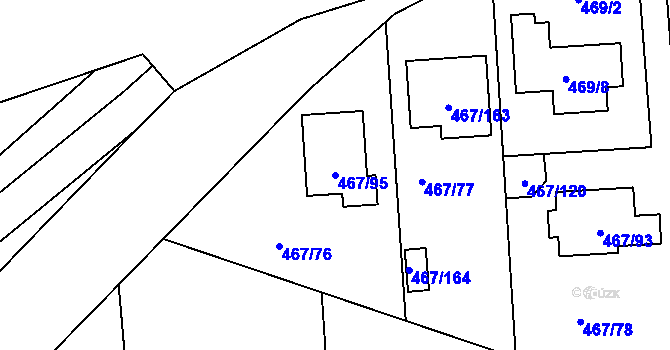 Parcela st. 467/95 v KÚ Bystrovany, Katastrální mapa