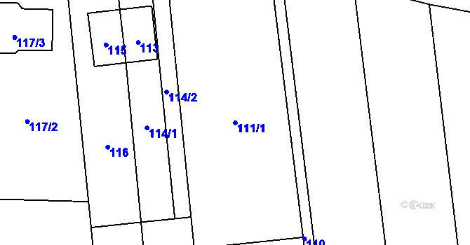 Parcela st. 111/1 v KÚ Bystrovany, Katastrální mapa