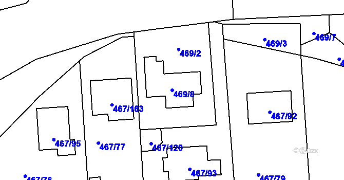 Parcela st. 469/8 v KÚ Bystrovany, Katastrální mapa