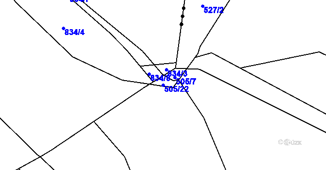 Parcela st. 505/22 v KÚ Bystrovany, Katastrální mapa