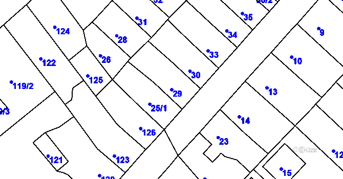 Parcela st. 29 v KÚ Bystřany, Katastrální mapa