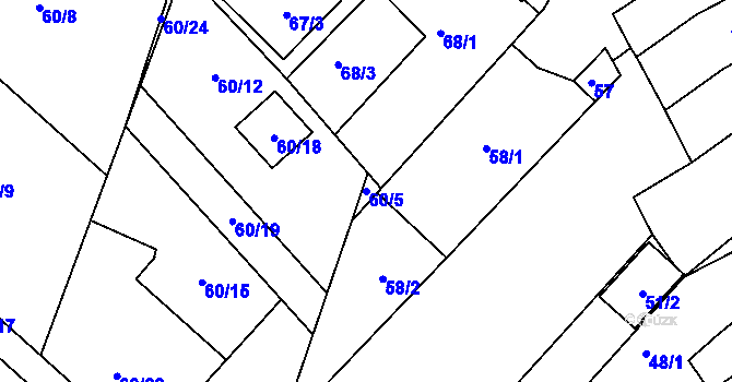 Parcela st. 60/5 v KÚ Bystřany, Katastrální mapa
