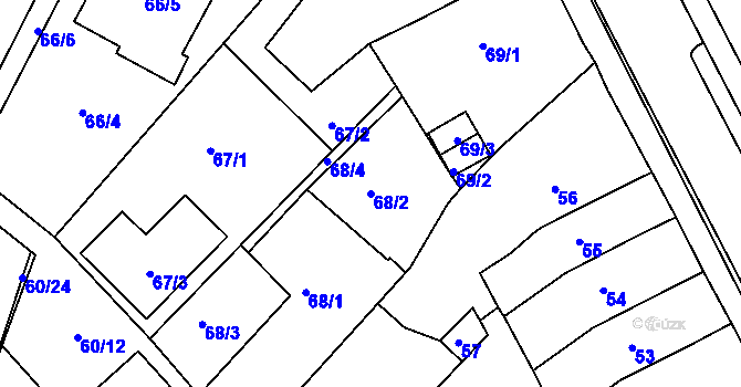 Parcela st. 68/2 v KÚ Bystřany, Katastrální mapa