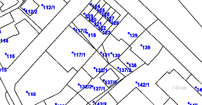 Parcela st. 131 v KÚ Bystřany, Katastrální mapa