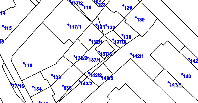 Parcela st. 137/3 v KÚ Bystřany, Katastrální mapa