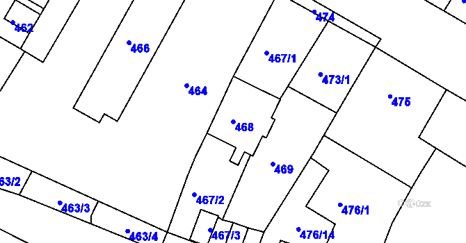 Parcela st. 468 v KÚ Bystřany, Katastrální mapa