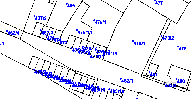 Parcela st. 476/12 v KÚ Bystřany, Katastrální mapa