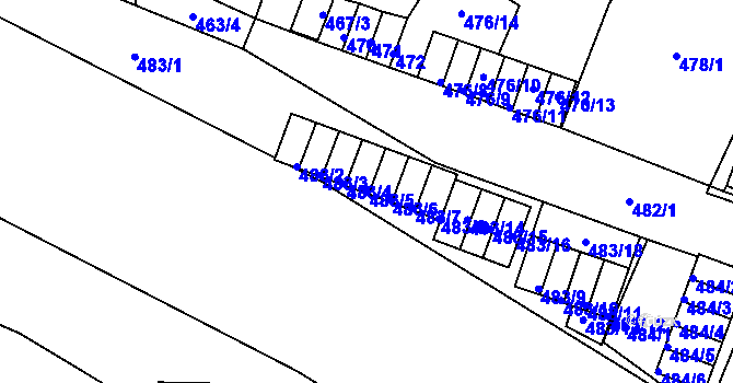 Parcela st. 483/5 v KÚ Bystřany, Katastrální mapa