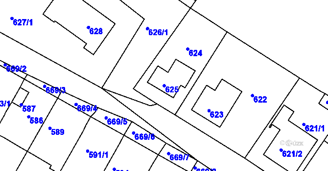 Parcela st. 625 v KÚ Bystřany, Katastrální mapa