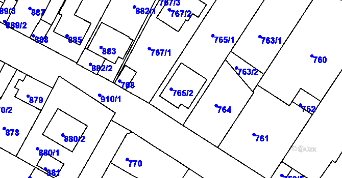 Parcela st. 765/2 v KÚ Bystřany, Katastrální mapa