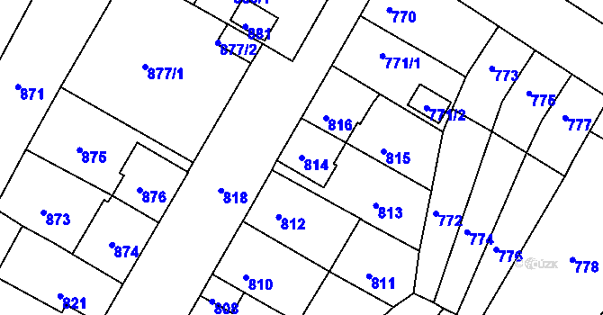 Parcela st. 814 v KÚ Bystřany, Katastrální mapa
