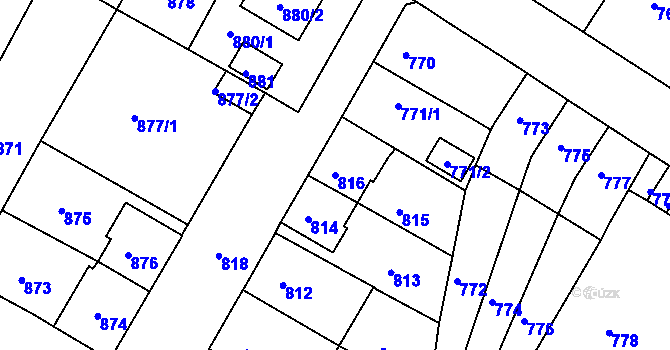 Parcela st. 816 v KÚ Bystřany, Katastrální mapa