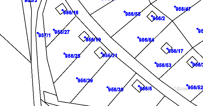Parcela st. 956/21 v KÚ Bystřany, Katastrální mapa
