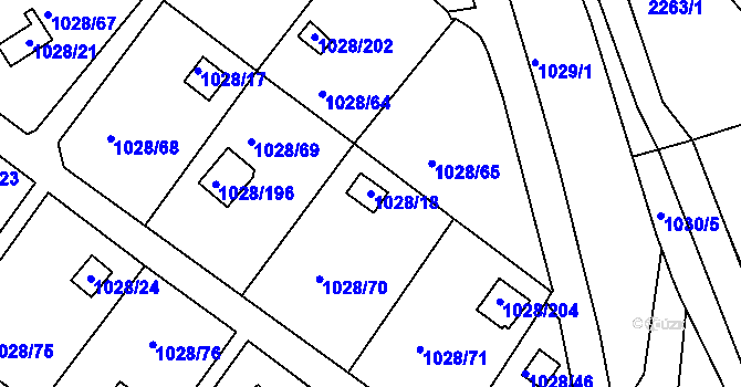 Parcela st. 1028/18 v KÚ Bystřany, Katastrální mapa