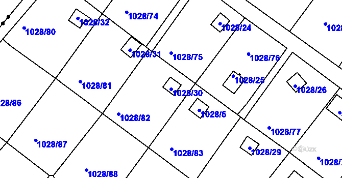 Parcela st. 1028/30 v KÚ Bystřany, Katastrální mapa