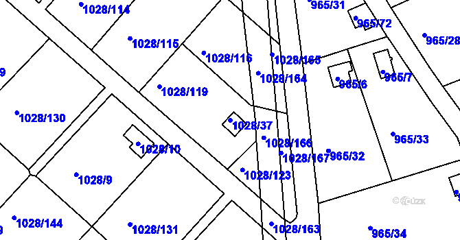 Parcela st. 1028/37 v KÚ Bystřany, Katastrální mapa
