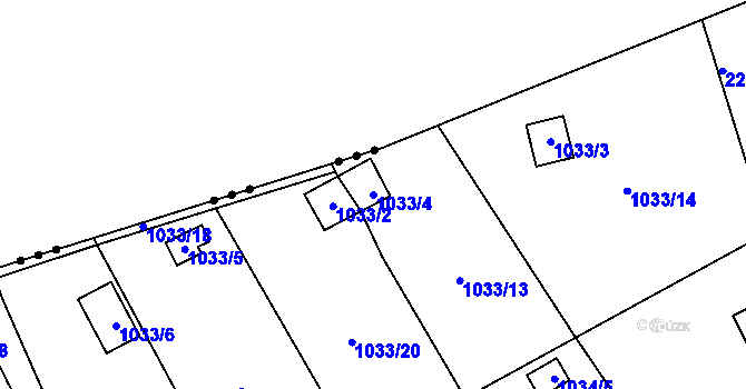 Parcela st. 1033/4 v KÚ Bystřany, Katastrální mapa